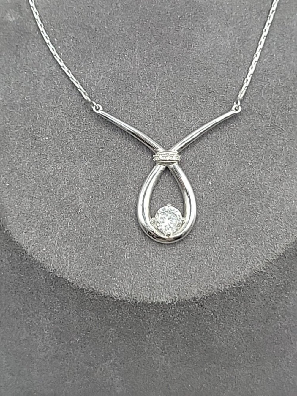 NVC Natasha V Collister Sterling Silver CZ Y Drop Necklace 17" Choker - Picture 8 of 13